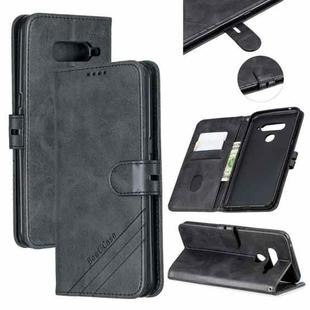 For LG V50 Stitching Style 2-Color Cow Texture Horizontal Flip PU Leather Case with Holder & Card Slot & Lanyard(Black)