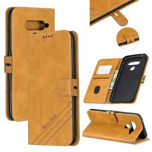 For LG V50 Stitching Style 2-Color Cow Texture Horizontal Flip PU Leather Case with Holder & Card Slot & Lanyard(Yellow)