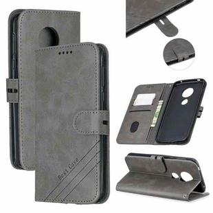 For Moto G6 Play E5 Stitching Style 2-Color Cow Texture Horizontal Flip PU Leather Case with Holder & Card Slot & Lanyard(Gray)