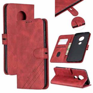For Moto G7 / G7 Plus Stitching Style 2-Color Cow Texture Horizontal Flip PU Leather Case with Holder & Card Slot & Lanyard(Red)