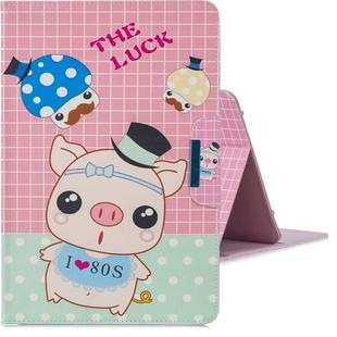 For 7 inch Tablet PC Universal Colored Drawing Horizontal Flip PU Leather Case with Holder & Card Slot(Hat Pig)