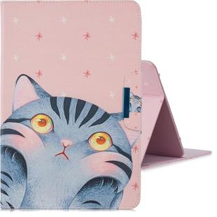 For 8 inch  Tablet PC Universal Colored Drawing Horizontal Flip PU Leather Case with Holder & Card Slot(Cute Cat)