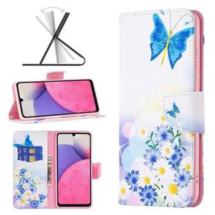 For Samsung Galaxy A33 5G Colored Drawing Pattern Leather Phone Case(Flower Butterfly)