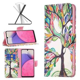 For Samsung Galaxy A33 5G Colored Drawing Pattern Leather Phone Case(Life Tree)