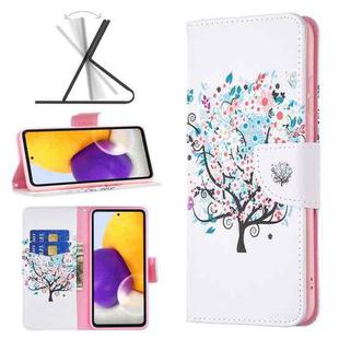 For Samsung Galaxy A73 5G Colored Drawing Pattern Leather Phone Case(Little Tree)