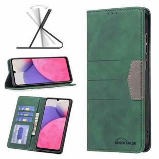 For Samsung Galaxy A33 5G Magnetic Splicing Leather Phone Case(Green)