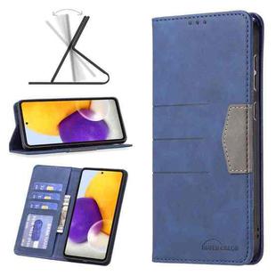 For Samsung Galaxy A73 5G Magnetic Splicing Leather Phone Case(Blue)
