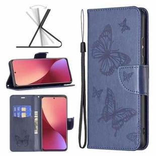 For Xiaomi 12 Two Butterflies Embossing Leather Phone Case(Blue)