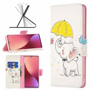 For Xiaomi 12 Colored Drawing Leather Phone Case(Umbrella Elephant)