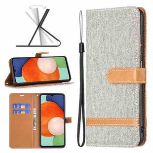 For Samsung Galaxy A13 4G Color Matching Denim Texture Leather Phone Case(Grey)