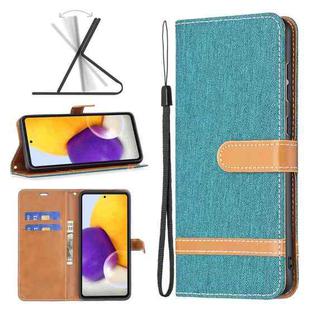 For Samsung Galaxy A73 5G Color Matching Denim Texture Leather Phone Case(Green)