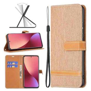 For Xiaomi 12 Color Matching Denim Texture Leather Phone Case(Brown)
