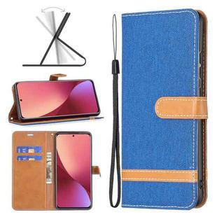 For Xiaomi 12 Color Matching Denim Texture Leather Phone Case(Royal Blue)