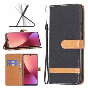 For Xiaomi 12 Color Matching Denim Texture Leather Phone Case(Black)
