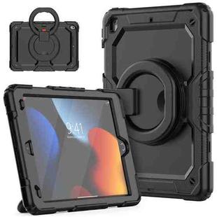For iPad 10.2 2021 / 2020 / 2019 Silicone + PC Tablet Case with Shoulder Strap(Black)