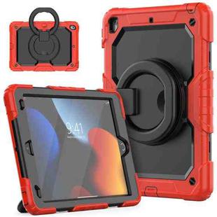 For iPad 10.2 2021 / 2020 / 2019 Silicone + PC Tablet Case with Shoulder Strap(Red+Black)