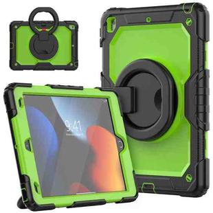 For iPad 10.2 2021 / 2020 / 2019 Silicone + PC Tablet Case with Shoulder Strap(Black+Yellow Green)