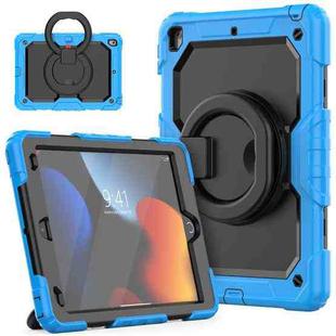 For iPad 10.2 2021 / 2020 / 2019 Silicone + PC Tablet Case with Shoulder Strap(Light Blue+Black)
