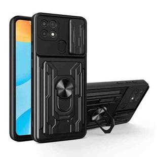 For OPPO A15 Sliding Camshield Card Phone Case(Black)