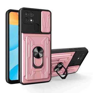 For OPPO A15 Sliding Camshield Card Phone Case(Rose Gold)