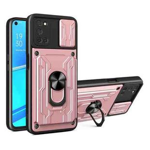 For OPPO A52 / A92 Sliding Camshield Card Phone Case(Rose Gold)