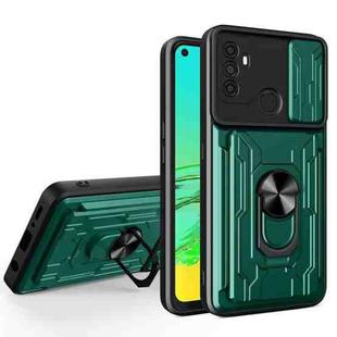 For OPPO A53 2020 / A32 Sliding Camshield Card Phone Case(Dark Green)