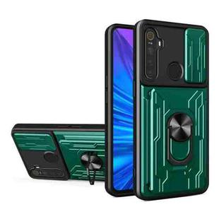 For OPPO Realme 5 / C3 Sliding Camshield Card Phone Case(Dark Green)