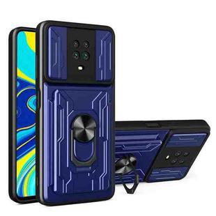 For Xiaomi Redmi Note 9S Sliding Camshield Card Phone Case(Blue)