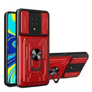 For Xiaomi Redmi Note 9S Sliding Camshield Card Phone Case(Red)