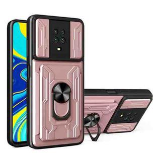 For Xiaomi Redmi Note 9S Sliding Camshield Card Phone Case(Rose Gold)