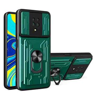 For Xiaomi Redmi Note 9S Sliding Camshield Card Phone Case(Green)