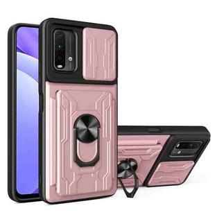 For Xiaomi Redmi Note 9 4G Sliding Camshield Card Phone Case(Rose Gold)