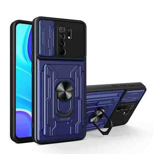 For Xiaomi Redmi 9 Sliding Camshield Card Phone Case(Blue)