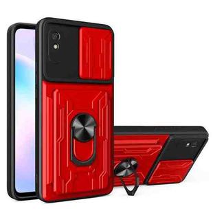 For Xiaomi Redmi 9A Sliding Camshield Card Phone Case(Red)