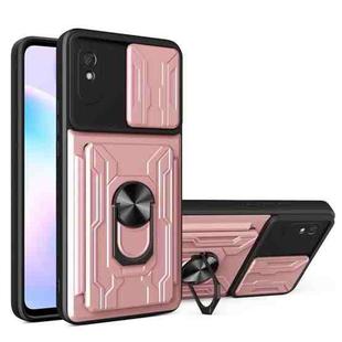 For Xiaomi Redmi 9A Sliding Camshield Card Phone Case(Rose Gold)