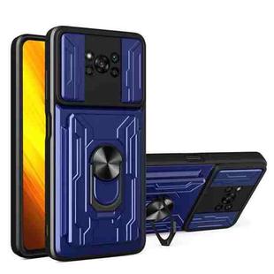 For Xiaomi Poco X3 Sliding Camshield Card Phone Case(Blue)