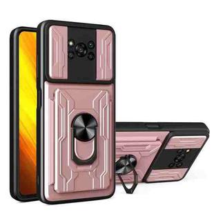 For Xiaomi Poco X3 Sliding Camshield Card Phone Case(Rose Gold)