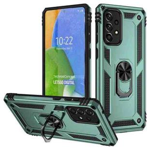 For Samsung Galaxy A73 5G Shockproof TPU + PC Phone Case with Holder(Dark Green)