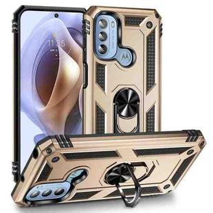 For Motorola Moto G31 / G41 Shockproof TPU + PC Phone Case with Holder(Gold)