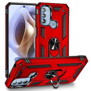 For Motorola Moto G31 / G41 Shockproof TPU + PC Phone Case with Holder(Red)