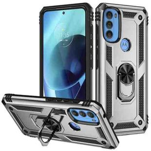 For Motorola Moto G71 5G Shockproof TPU + PC Phone Case with Holder(Silver)