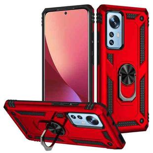 For Xiaomi 12 Shockproof TPU + PC Phone Case with Holder(Red)