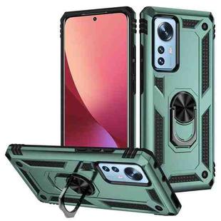 For Xiaomi 12 Shockproof TPU + PC Phone Case with Holder(Dark Green)