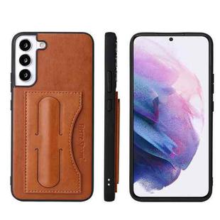 For Samsung Galaxy S22+ 5G Fierre Shann Full Coverage Leather Phone Case(Brown)
