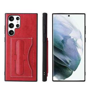 For Samsung Galaxy S22 Ultra 5G Fierre Shann Full Coverage Leather Phone Case(Red)