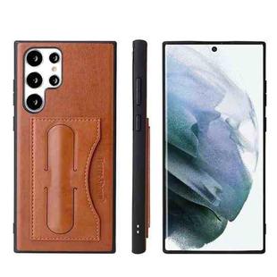For Samsung Galaxy S22 Ultra 5G Fierre Shann Full Coverage Leather Phone Case(Brown)