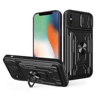 For iPhone X / XS Sliding Camshield Card Phone Case(Black)