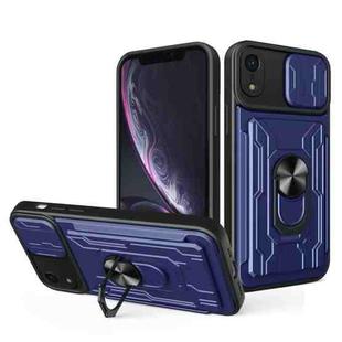 For iPhone XR Sliding Camshield Card Phone Case(Blue)