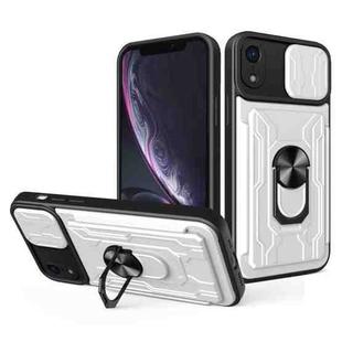 For iPhone XR Sliding Camshield Card Phone Case(White)