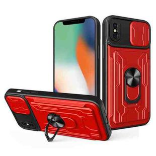 Sliding Camshield Card Phone Case For iPhone XS Max(Red)